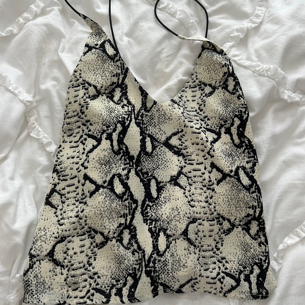 Tobi Snakeskin Open Back Top